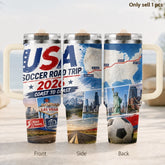 USA Soccer Road Trip 2026 Vacuum Flasks 40oz 3rd Gen Insulated Stainless Steel Tumbler Cup with Handle Straw Lid for Gifts