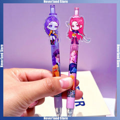 6-Piece KPop Hunters Gel Pens - Rumi Mira Zoey Saja Cartoon Pens, School Writing Drawing Supplies for Boys Girls Gifts