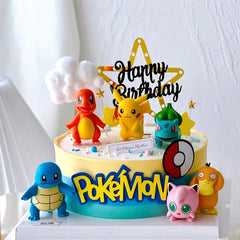 15Pcs/set Pokemon Cake Topper Pikachu Anime Figure Party Happy Birthday Pokemon Cake Decoration Supplies Boy Ornaments Kids Gift