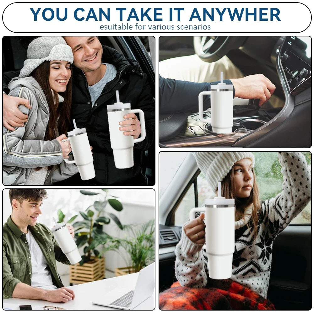USA Soccer Road Trip 2026 Vacuum Flasks 40oz 3rd Gen Insulated Stainless Steel Tumbler Cup with Handle Straw Lid for Gifts