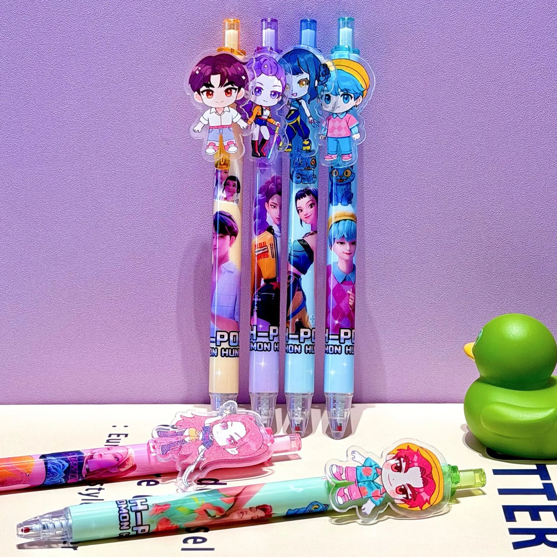6-Piece KPop Hunters Gel Pens - Rumi Mira Zoey Saja Cartoon Pens, School Writing Drawing Supplies for Boys Girls Gifts