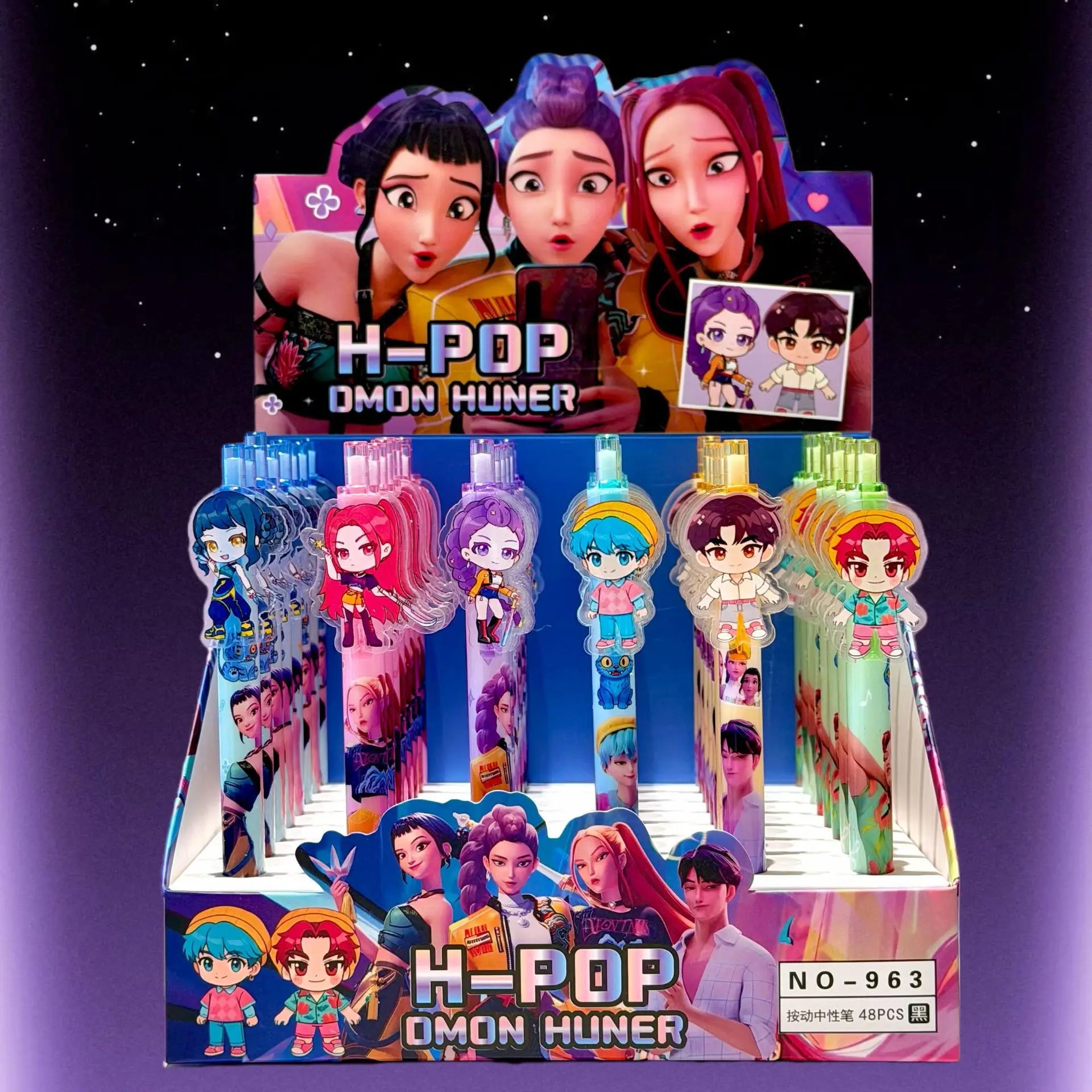6-Piece KPop Hunters Gel Pens - Rumi Mira Zoey Saja Cartoon Pens, School Writing Drawing Supplies for Boys Girls Gifts