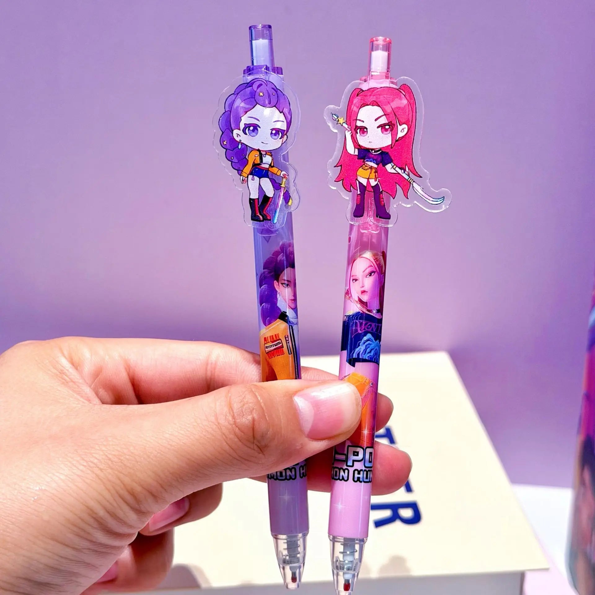 6-Piece KPop Hunters Gel Pens - Rumi Mira Zoey Saja Cartoon Pens, School Writing Drawing Supplies for Boys Girls Gifts