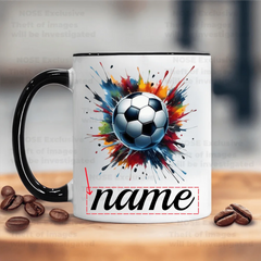 1pc Personalized Soccer Cup - Custom Name/Photo/Logo - 11oz Coffee Mug with Soccer Ball Design - Add Your Text - Birthday, Anniv