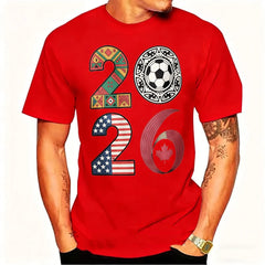 2026 USA Canada Mexico Soccer T-Shirt Cotton Shirt Tribal & Flag Graphic Tee, Ideal Gift for North American Football Enthusiasts